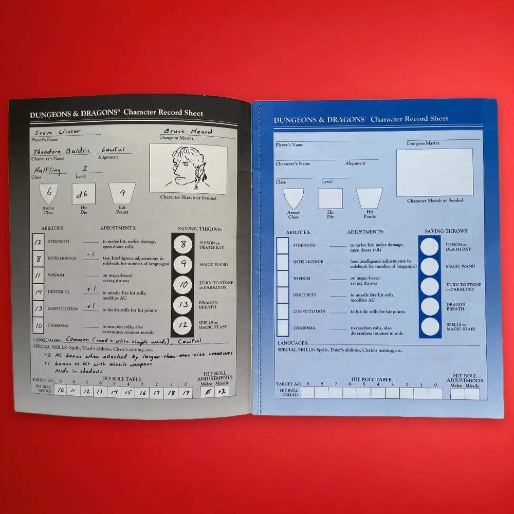 Character Record Sheets DDREF1 9308 Dungeons & Dragons