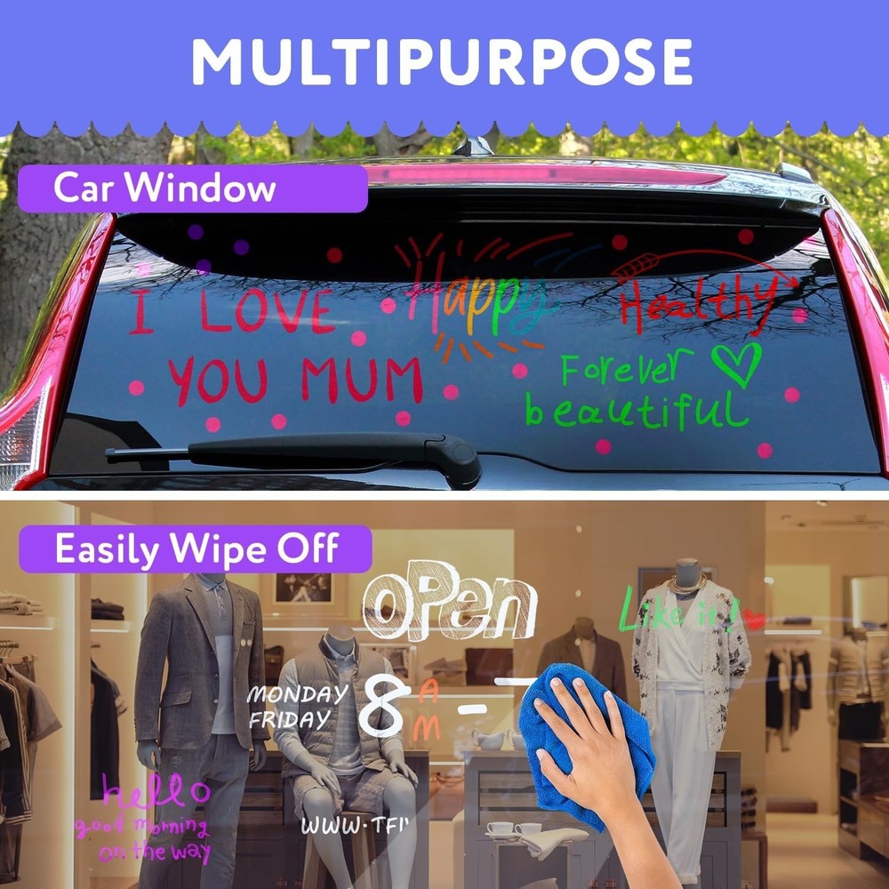 Vibrant White Liquid Chalk Pens - 2 Pack with Reversible Tips for Easy Use