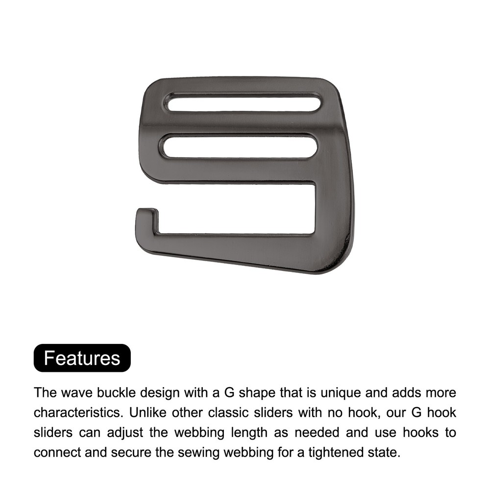 1.26" Webbing Release G Hook Buckle Adjusters for Backpack Strap, 4Pcs Dark Grey