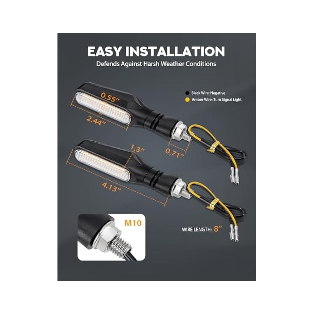 For Sequential Amber LED Turn Signals Motorcycles Dynamic Flashing Style
