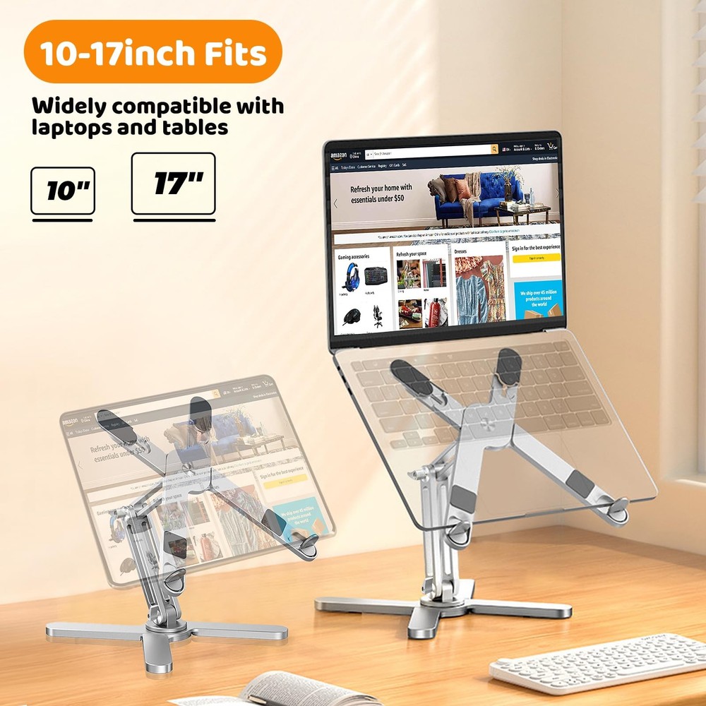 Moallia Laptop Stand with 360 Rotating Base, Computer Notebook Silver