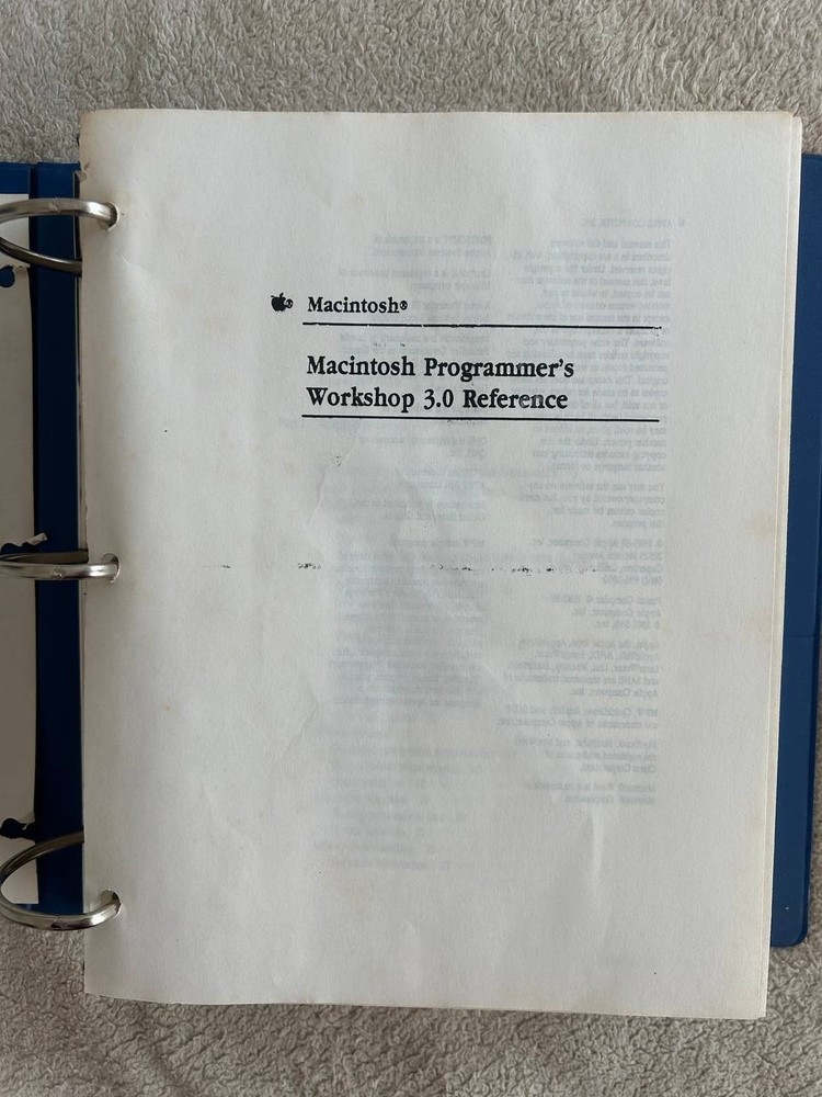 Vintage Apple MPW 3.0 Programmer’s Workshop Reference Binder 1990