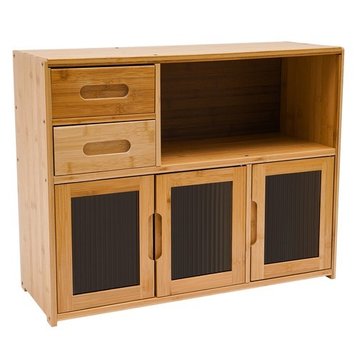 Kitchen Pantry Sideboard Bamboo Storage Cabinet Buffet Pantry with Doors &Drawer