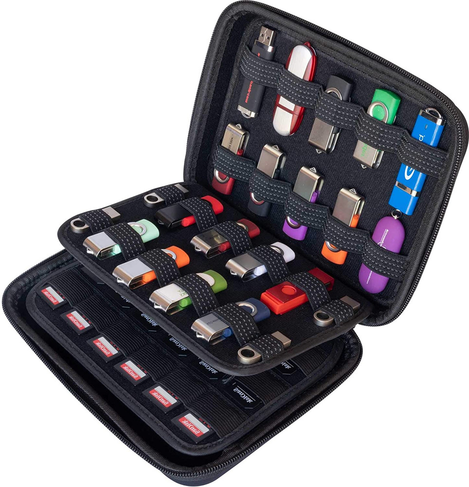 Large USB Flash Drive Organizer Case SD Card Memory Holder External Hard Drive S