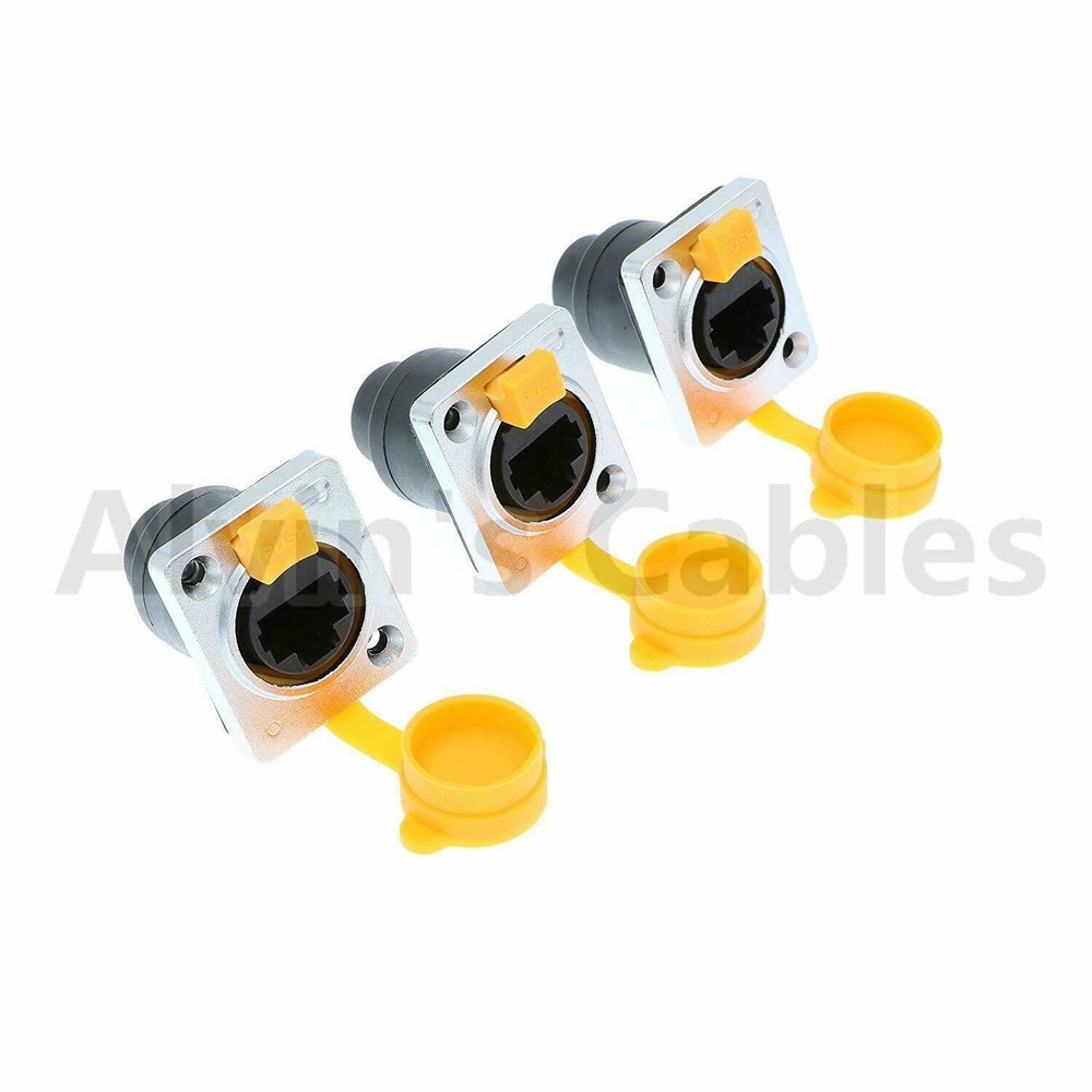 3x RJ45 waterproof socket connector IP65 Ethernet panel mount RJ45...