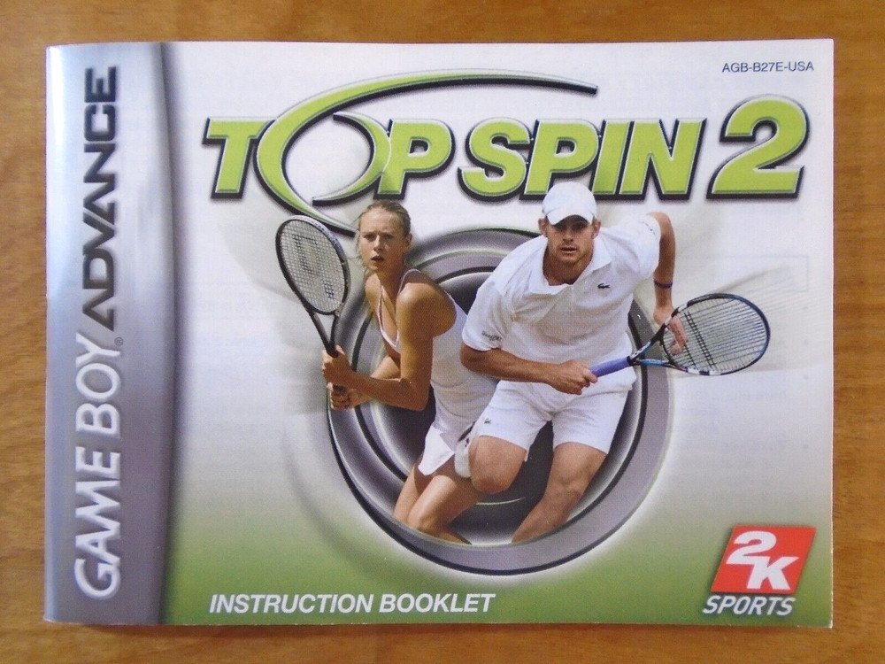 Top Spin 2 Nintendo Game Boy Advance Manual Only