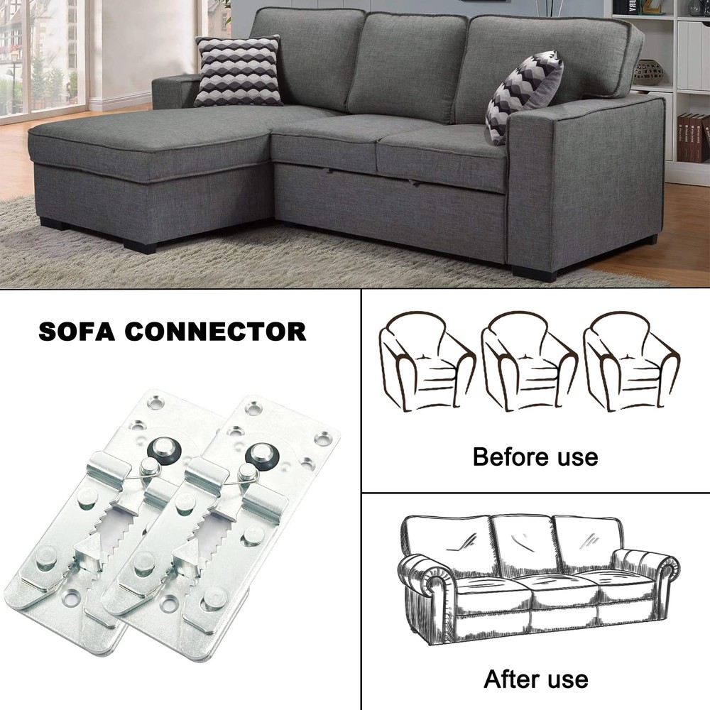 DEEPDREAM 4 Pack Sectional Couch Connectors Metal Clips Sofa 4pcs