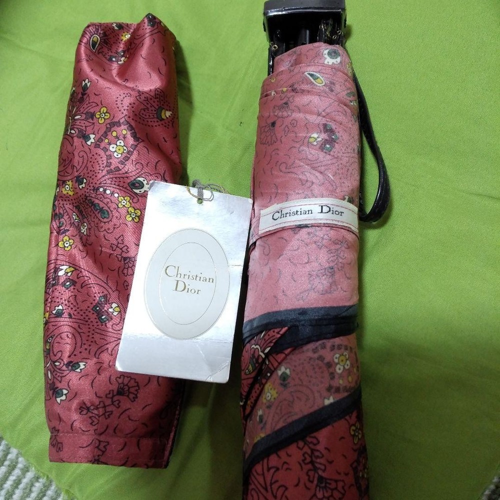 DIOR Folding Umbrella 55cm Wine Paisley Pattern New Authentic Genuine