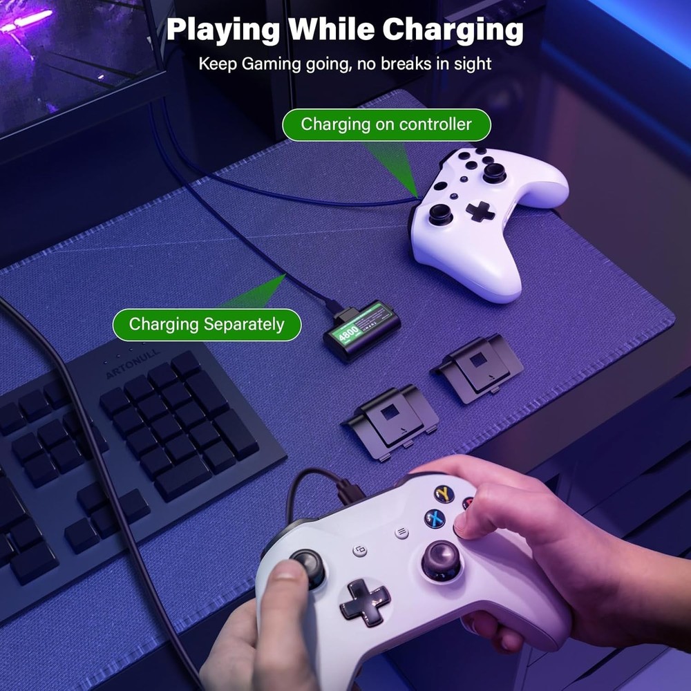 2-Pack Xbox Battery for Series X/S & One Controllers - Fast USB-C Charging
