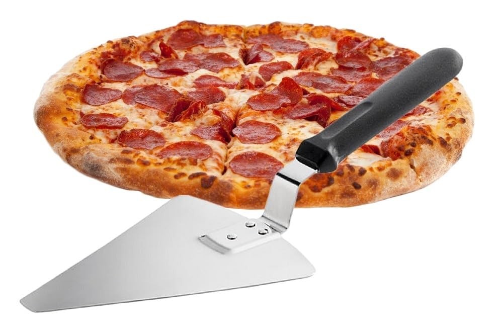 13.25" Extra Large Pizza Pie Cake Server Black Offset Handle Stainless
