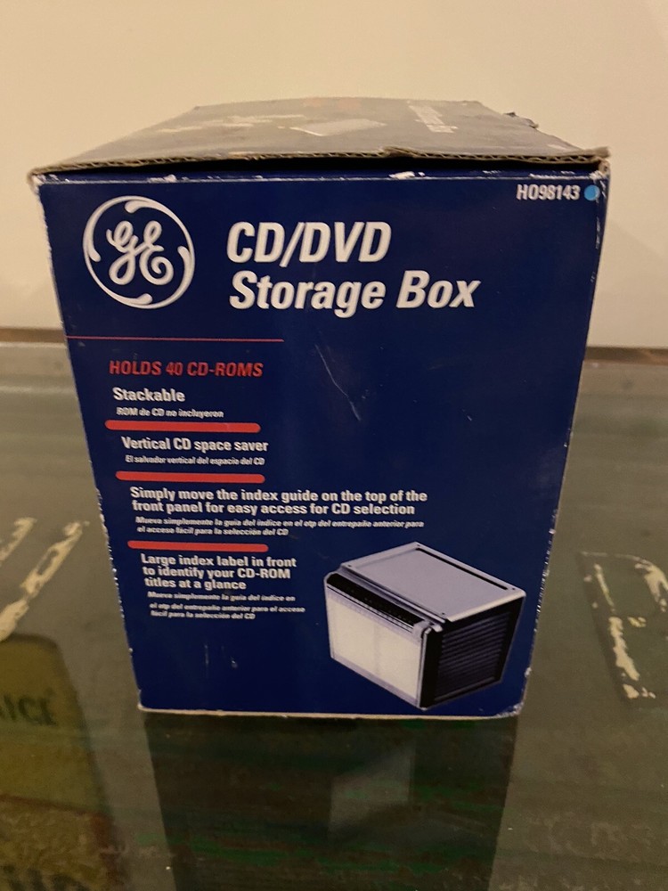 GE 40 Disc CD and DVD Storage Box Container Organizer - New Open Box