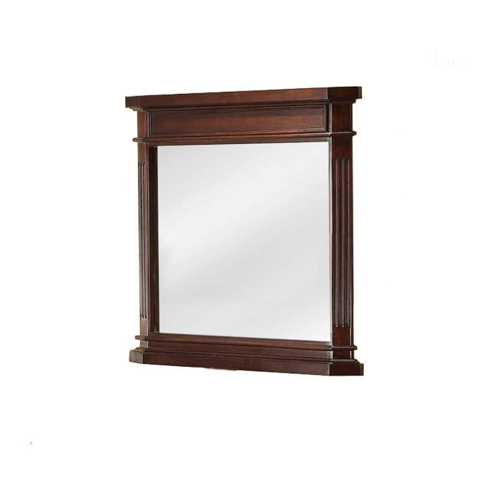 Home Decorators 26" W x 30" H Rectangular Wood Framed Bathroom Mirror Cherry