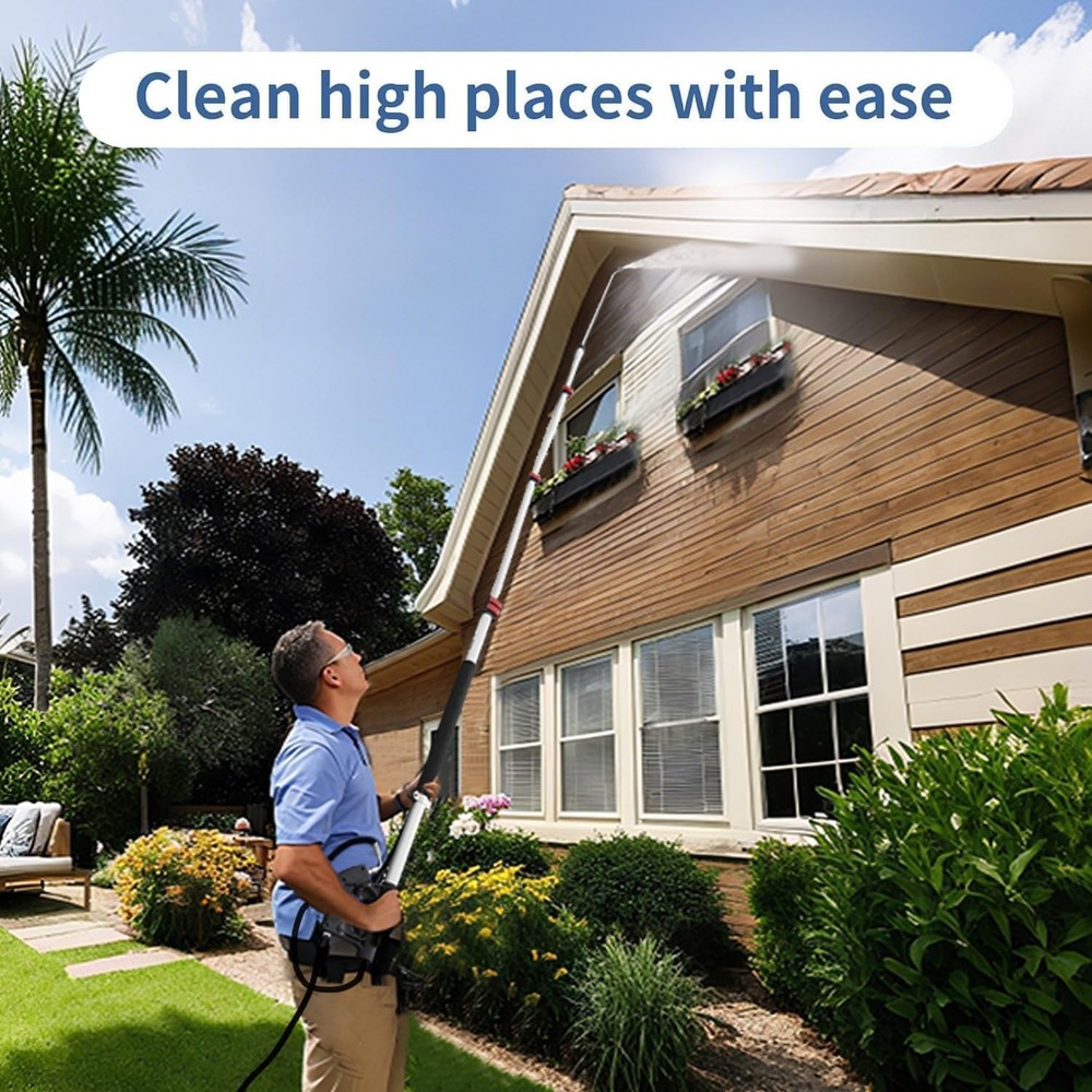 24FT Telescoping Pressure Washer Wand Kit - Extension Pole, Gutter Cleaner, Brus