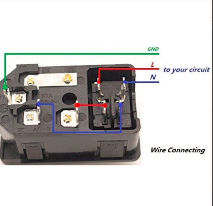 Inlet Panel mount Power Socket with Fuse Switch 10A 250V + connector Terminals