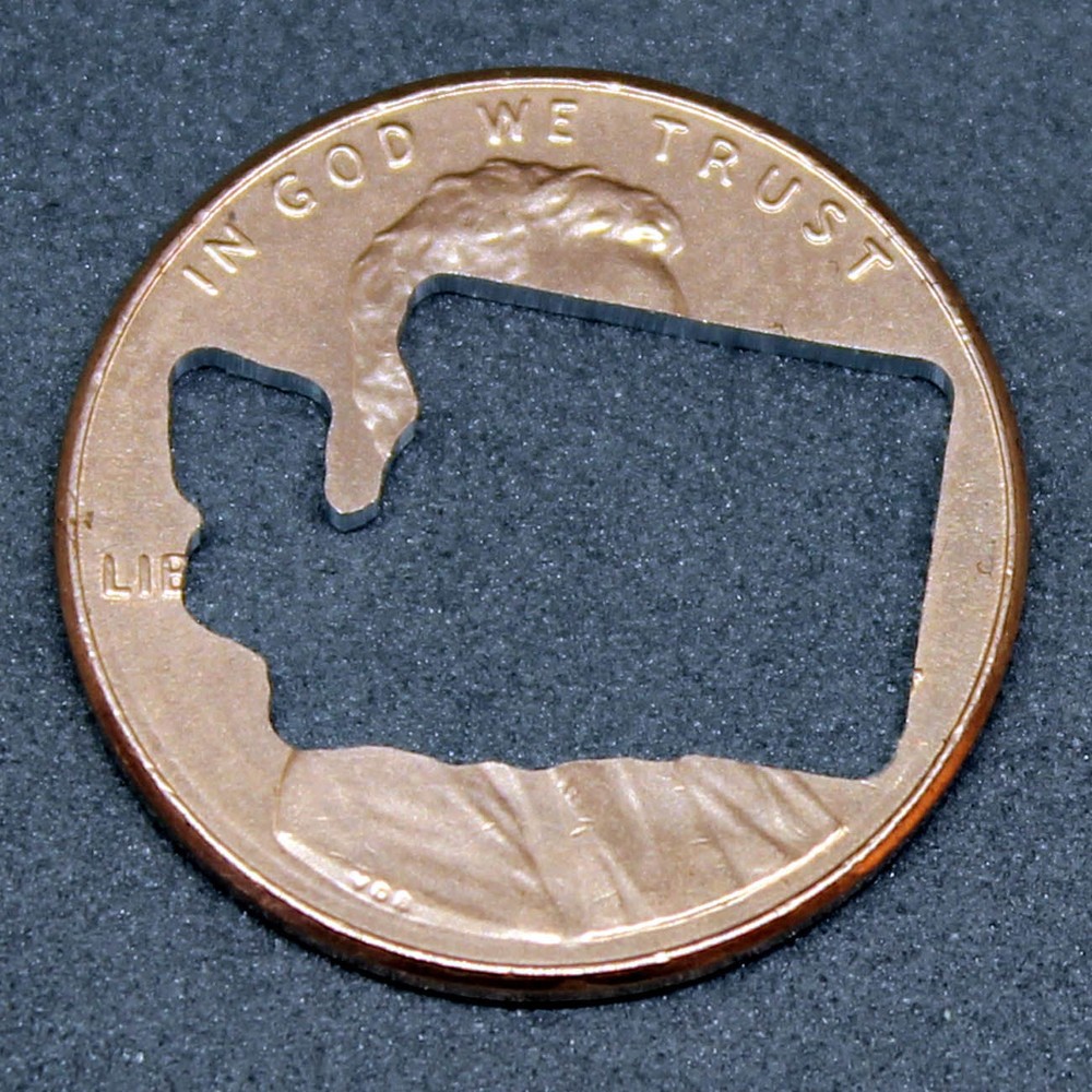 Lucky penny with Washington cut out