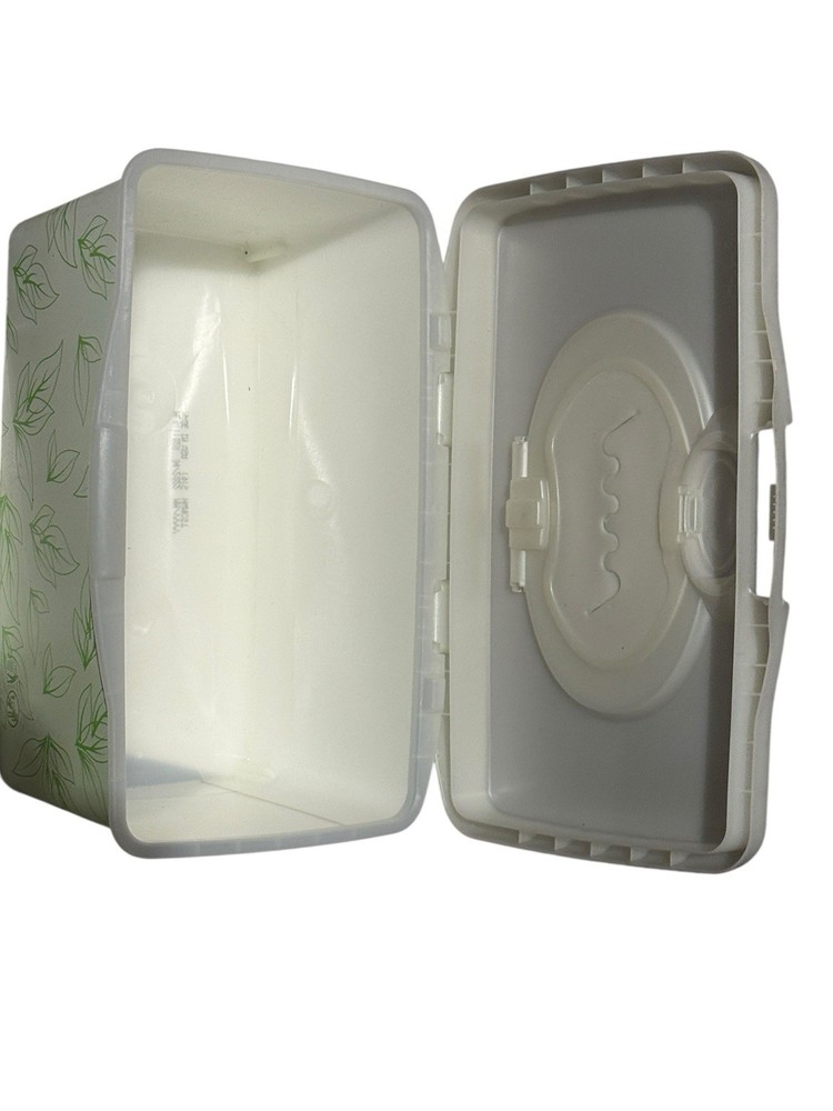Empty Hard Plastic Baby Wipe Container Green Leaves Huggies Refillable