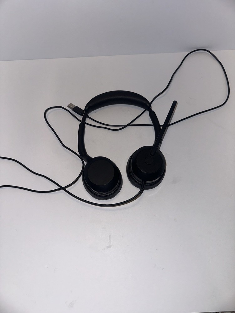 Jabra USB Wired Headband Headset Double Ear Boom Microphone Volume Control Black