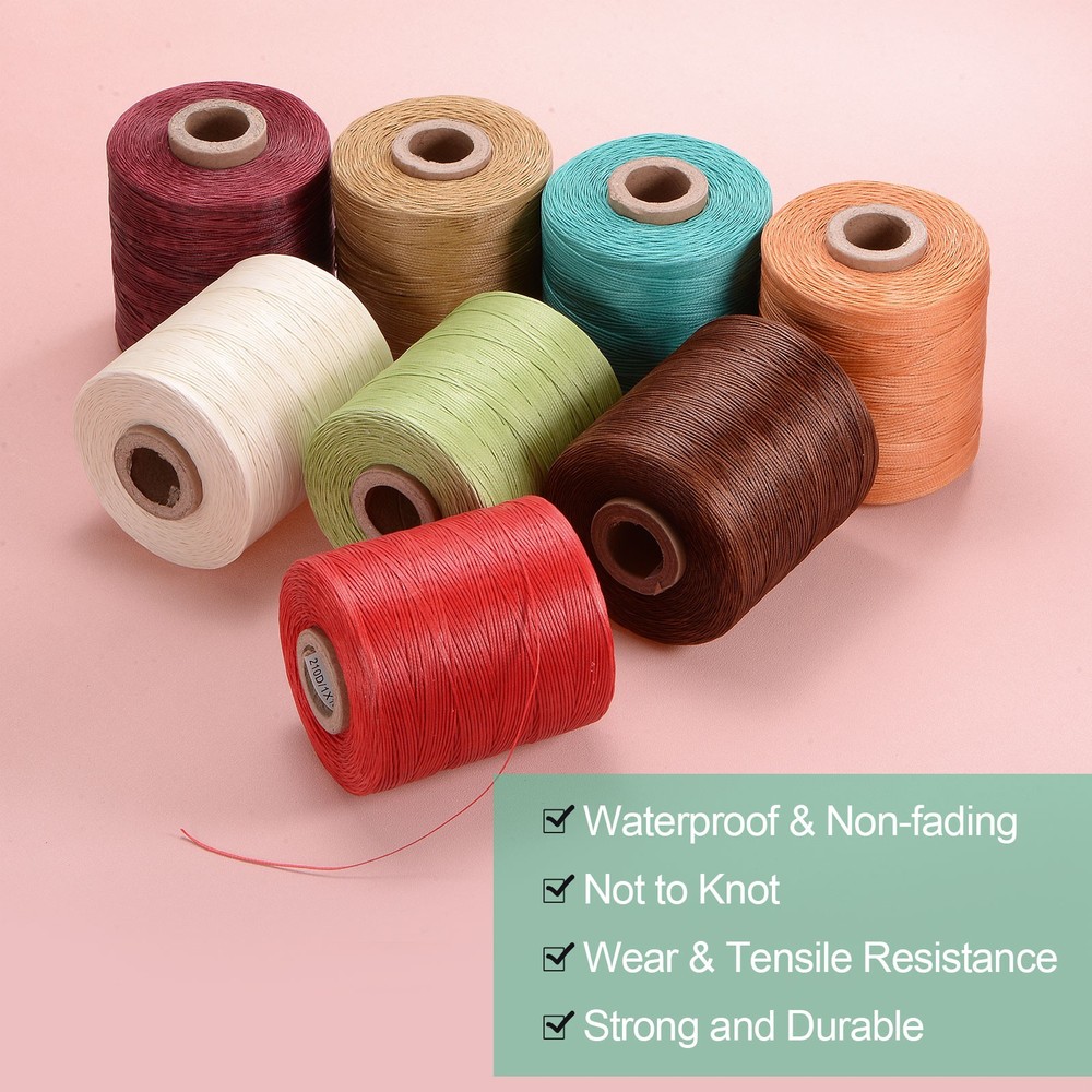150D Waxed Thread 1061 Yards Polyester Leather Sewing Waxed String Yellow