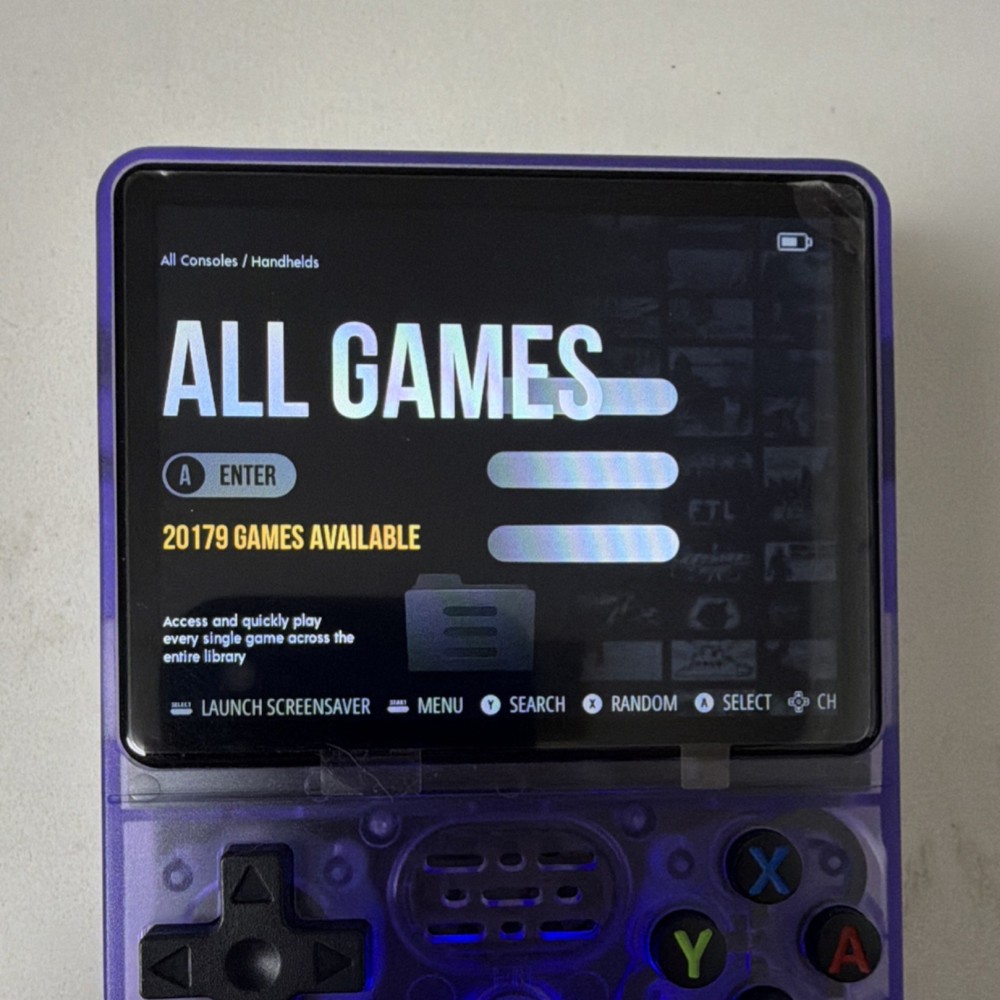 R36S Open Source Handheld Game Console Purple Transparent USB-C
