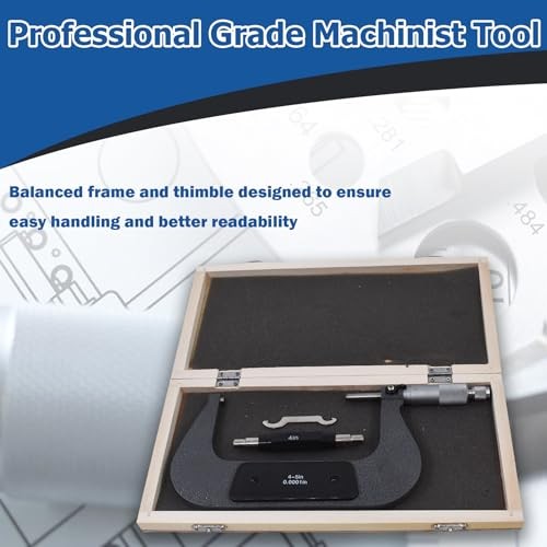 Precision 4-5" Outside Micrometer 0.0001" Carbide Tipped Carbide
