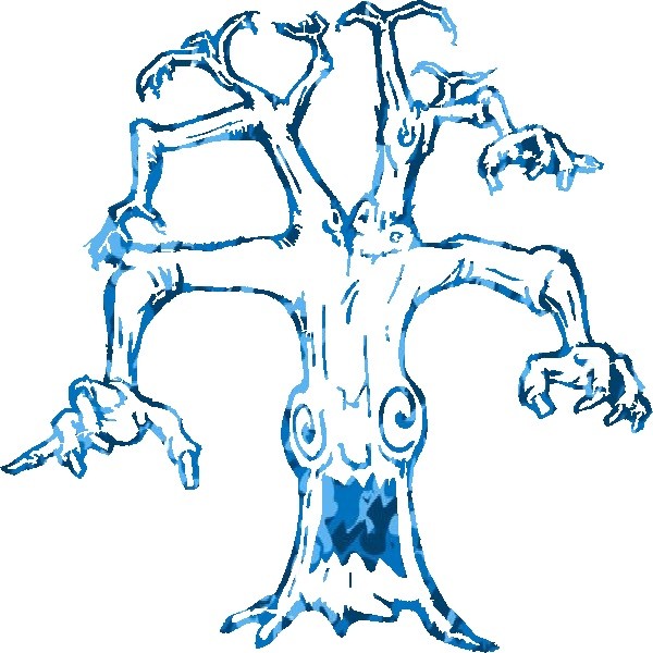 30 Custom Blue Camo Scary Tree Personalized Address Labels