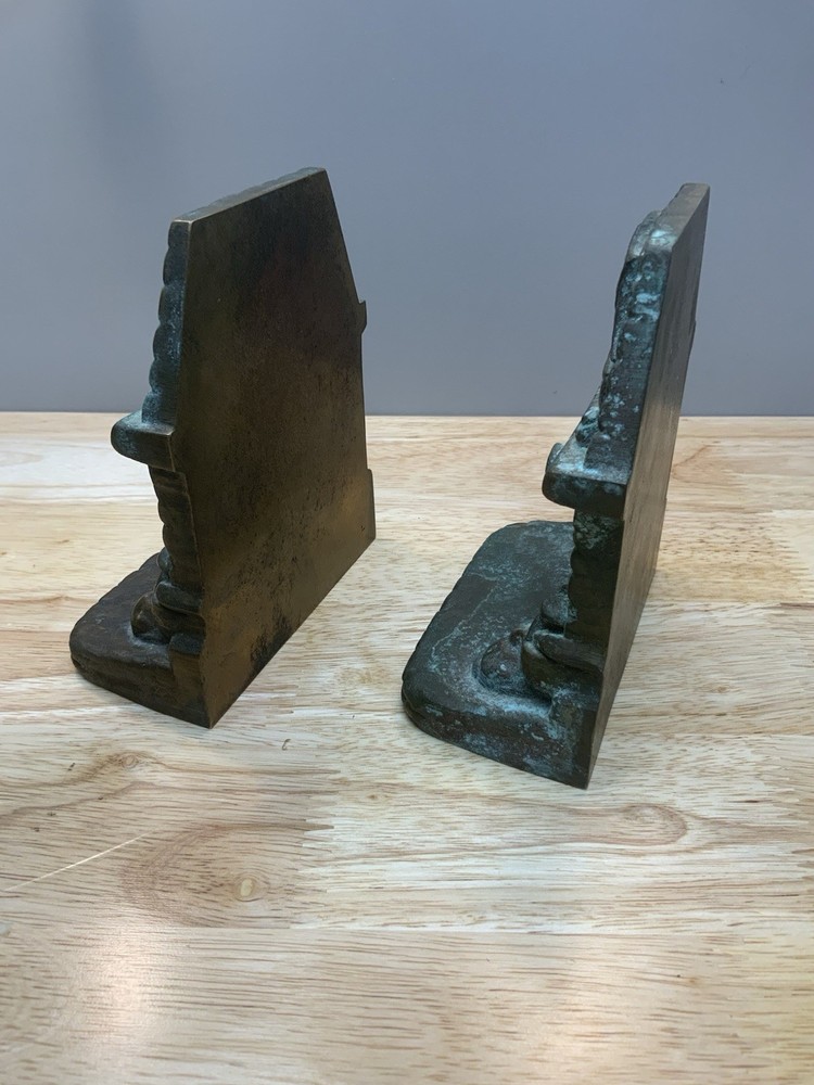 Brass Rustic Blazing Fireplace Solid Brass With Ship On Mantel Bookends