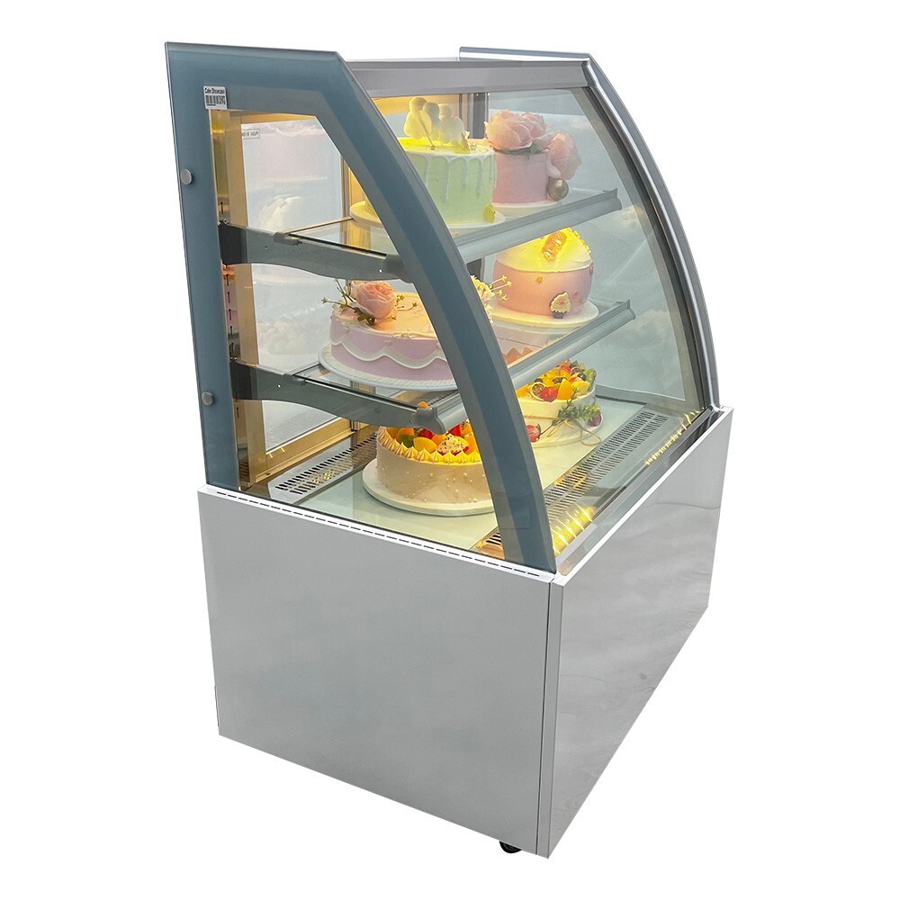 220V Floor 3 Layers Refrigerated Cake Display Cabinet Bakery Showcase