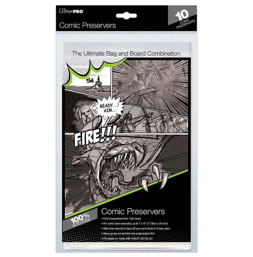 (10-Pack) Ultra Pro Comic Book Preservers CURRENT Resealable Bag & Board Combo