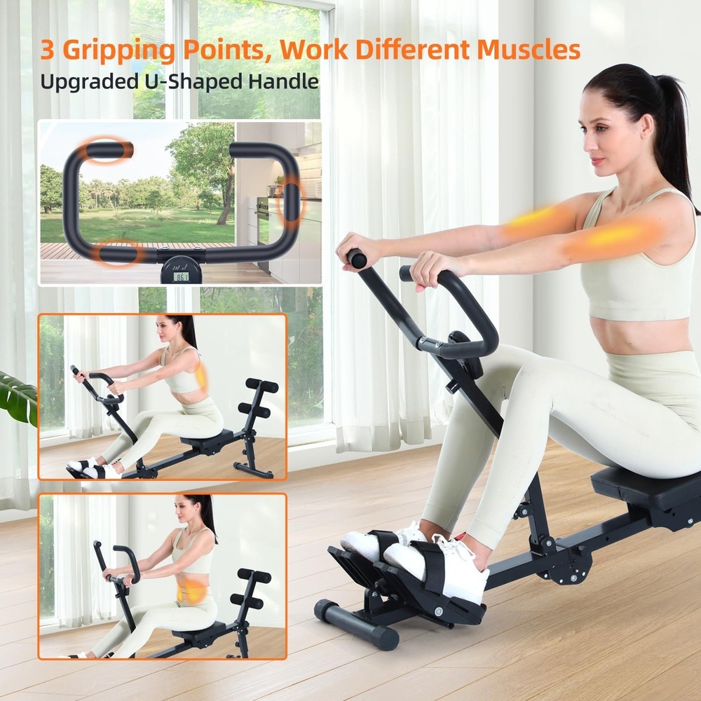 Sportneer Foldable Rowing Machine for Home, Hydraulic Rowing Machine with 12-...