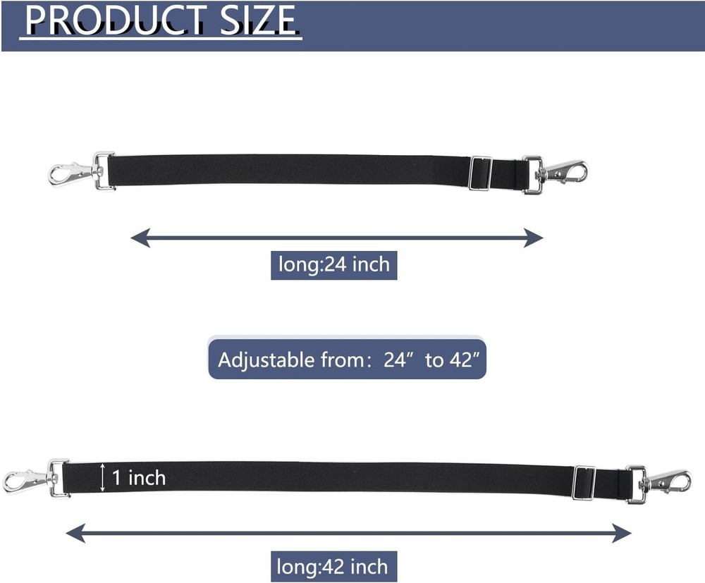 High-Strength Adjustable Belly Straps for Horse Blankets, 2 Pack - Black Elastic