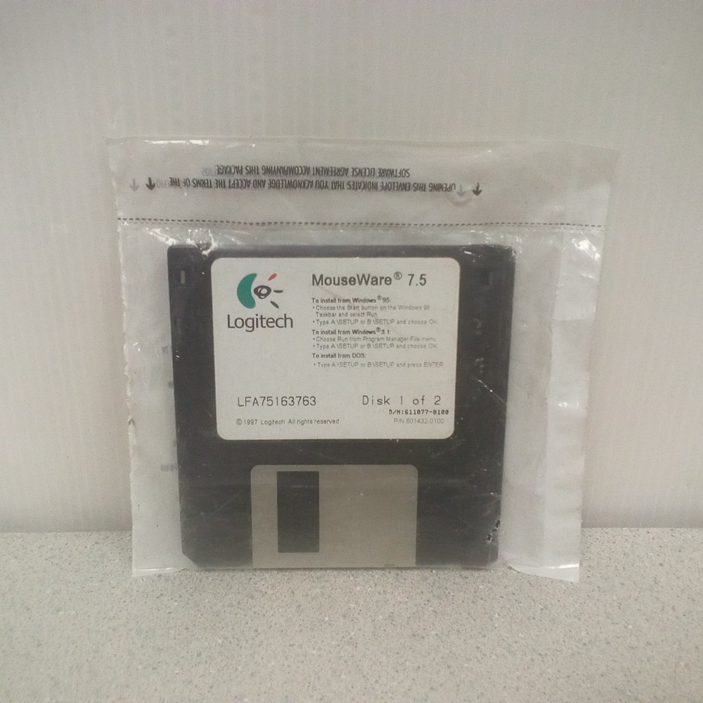 Logitech MouseWare 7.5 Floppy Disks, 3.5", Disk 1 & 2