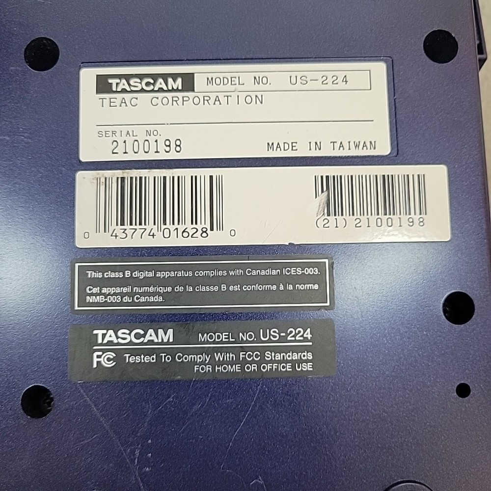 Tascam US-224 USB Audio/MIDI Interface Control Surface Missing Knob w/ USB Cable