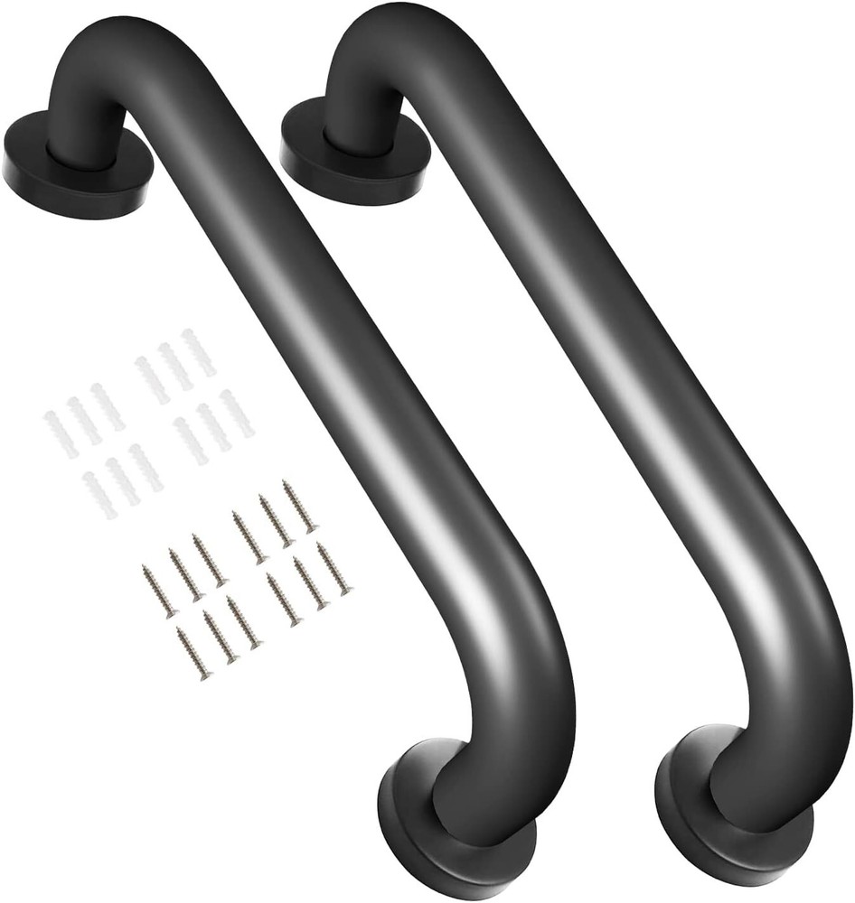 Safety Handle Bar Iron Outdoor Deck Rail 12", Black