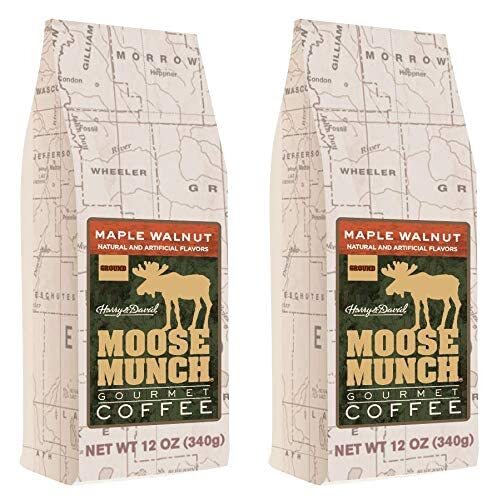 2 Pack - Moose Munch Maple Walnut FlavoredGround Coffee by Harry & David - 12 oz