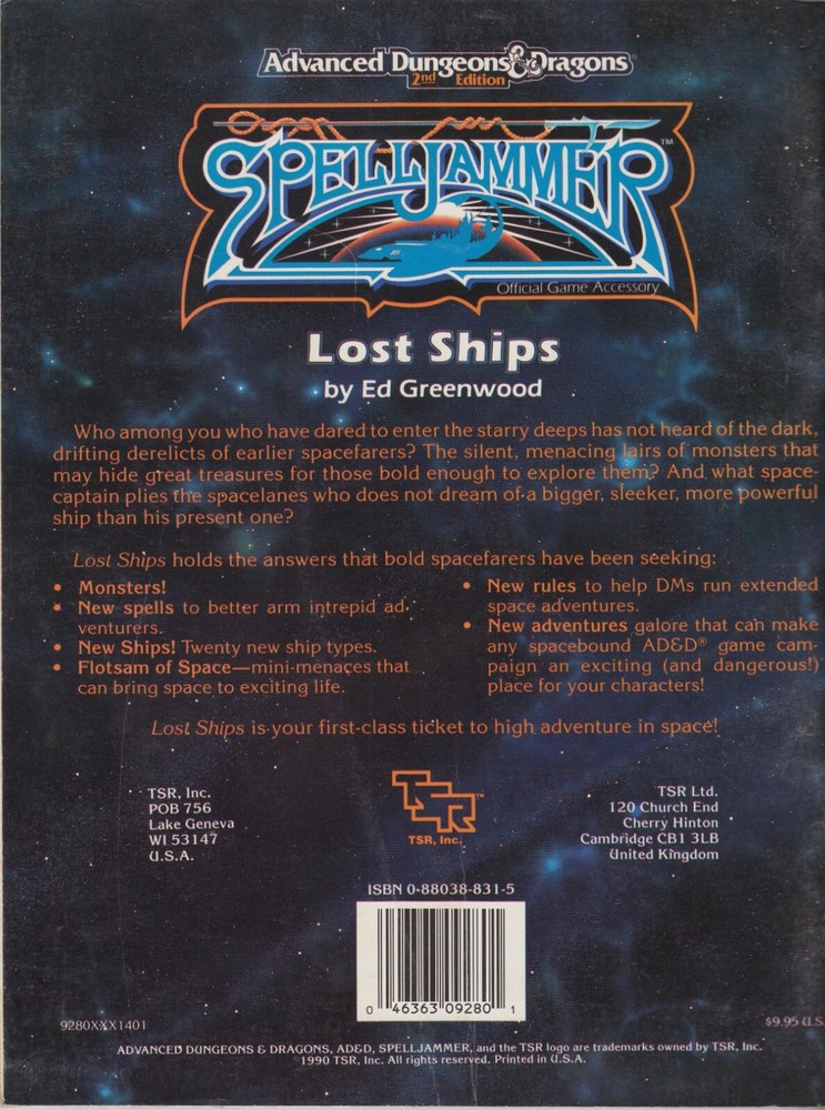 TSR Spelljammer Lost Ships - 2e Advanced Dungeons and Dragons AD&D