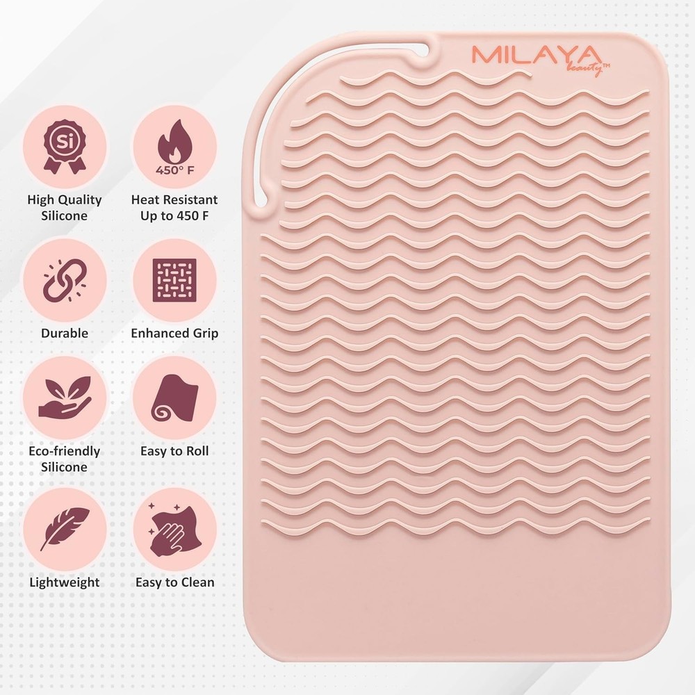 Heat Resistant Vanity Mat – Large Silicone Tool Protector in Rose Gold
