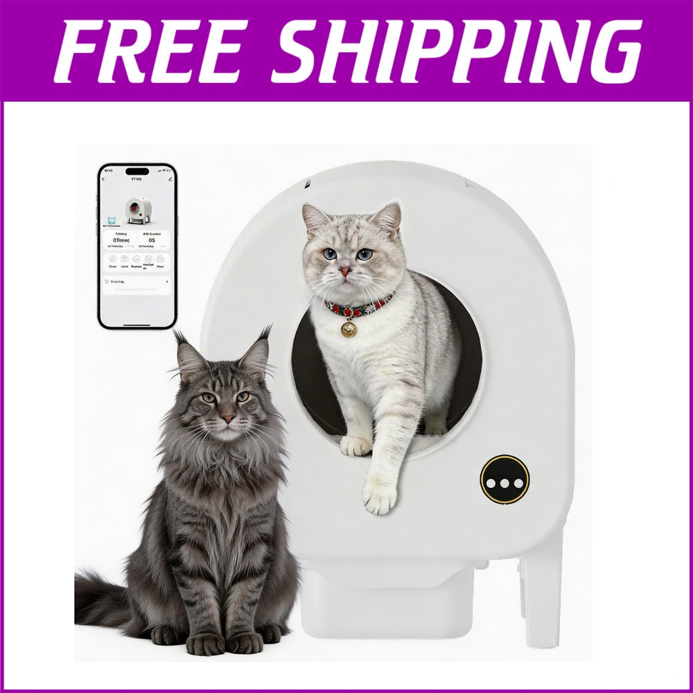 Self Cleaning Litter Box for Multiple Cats, Automatic Cat Litter Box App Control