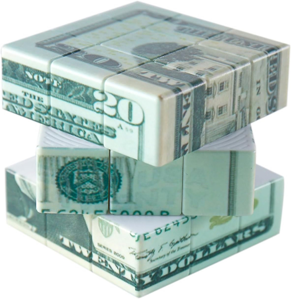 Speed Cube 3X3 Ten-Dollar Notes/Bill Back Pattern Magic Cube Puzzle,Iq Games Puz