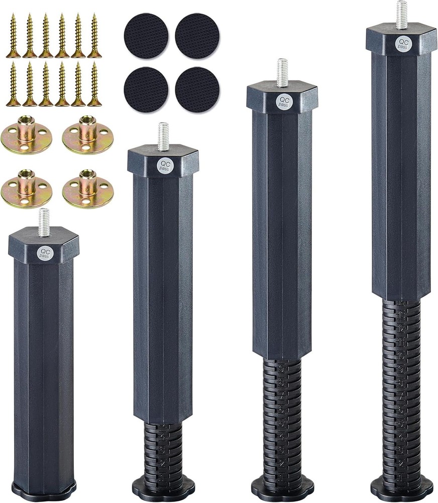 4 Pieces 12 Inch Bed Legs Replacement for Adjustable Bed Frame Base, Felt Bottom