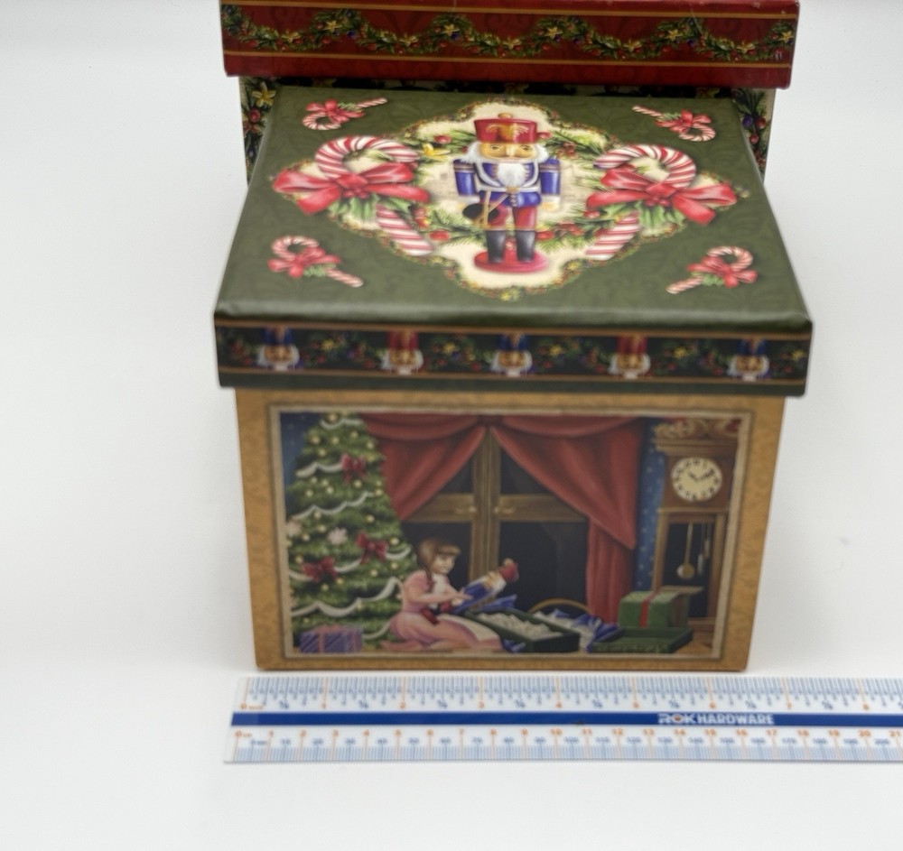 Nutcracker 3-Piece Decorative Nesting Storage Boxes Set w/ Trays Christmas