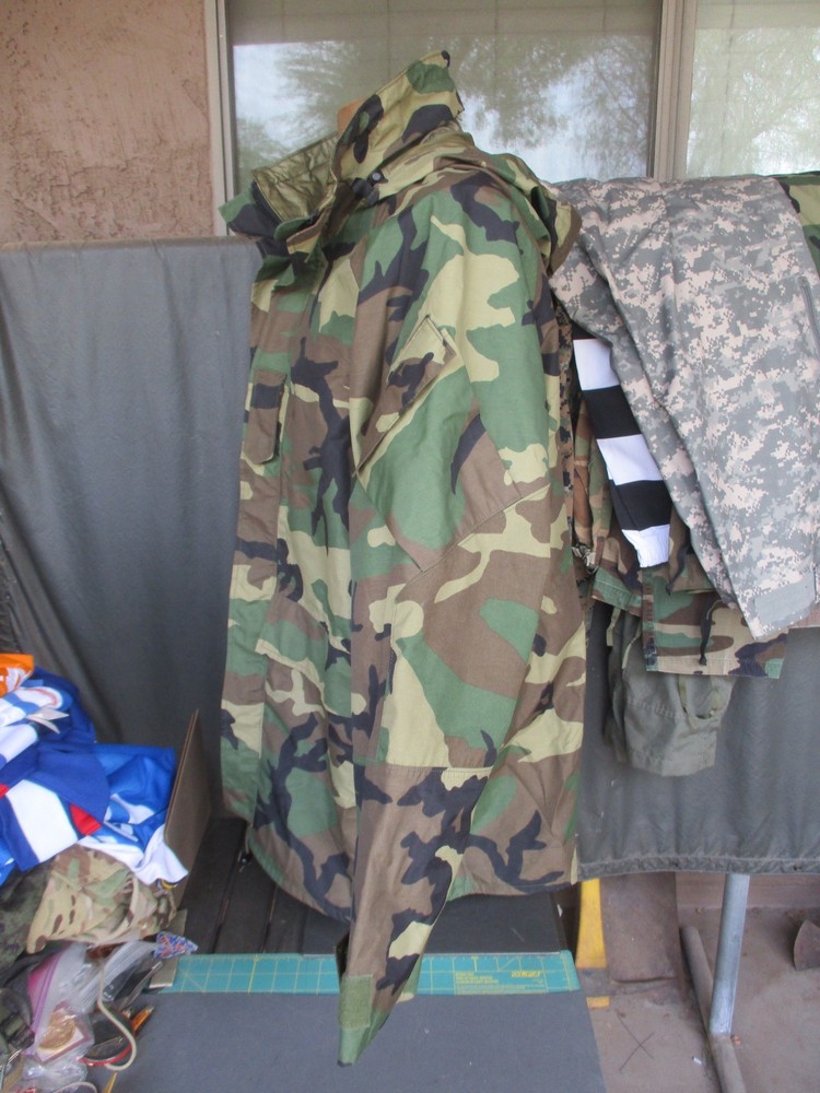 USMC 2nd Pattern Woodland BDU Gore Tex Rain Jacket, ECWCS Parka, MEDIUM LONG