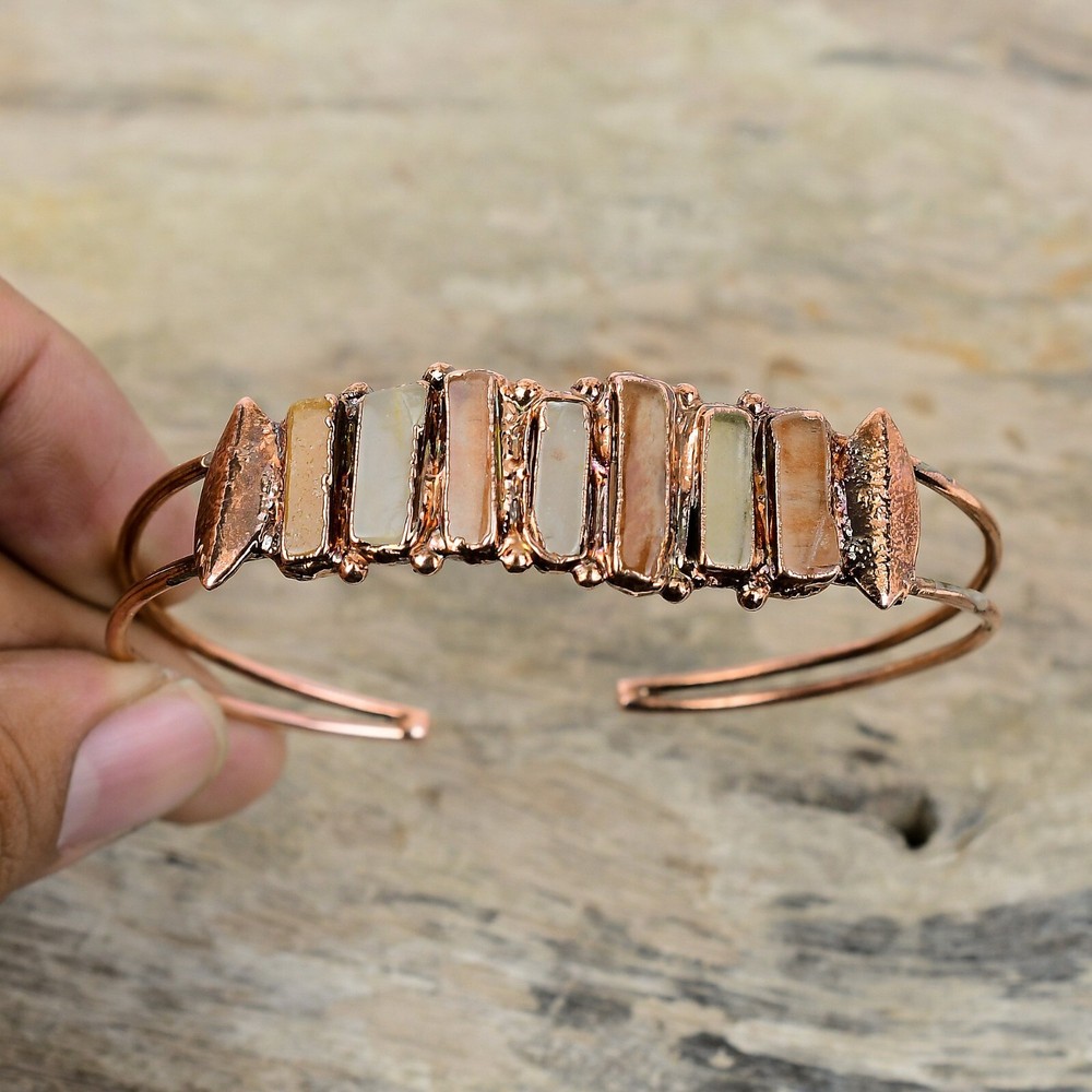 Carnelian Rough Jewelry Copper Gift For Mother Electroformed Adjustable Bangle