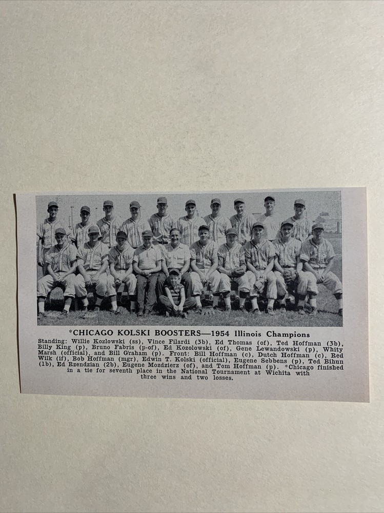 Chicago Kolski Boosters Illinois Champions 1954 Baseball Team Picture