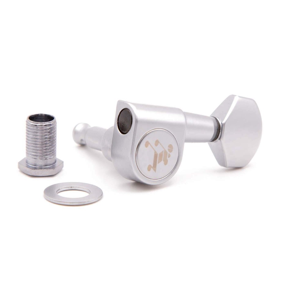 Tone Ninja Import 2-Pin tuner set, 6 Inline staggered, Satin Chrome