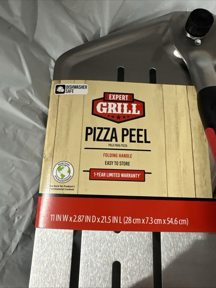 Metal Pizza Server Spatula w/Foldable Handle Pizza Oven Baking Oven Grill Large