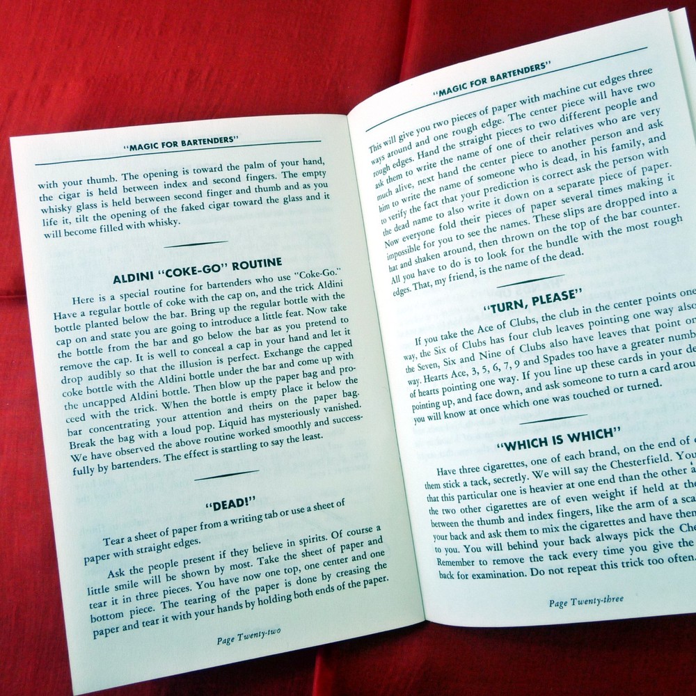 Magic For Bartenders Book - Easy To Do Magic Tricks, Learn 29 Simple Tricks