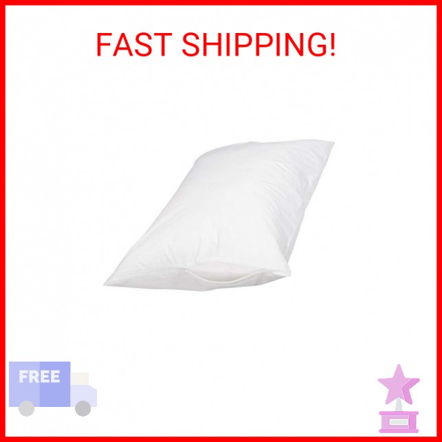 Amazon Basics Queen Size Pillowcase with Zipper, 100% Cotton Hypoallergenic, Whi