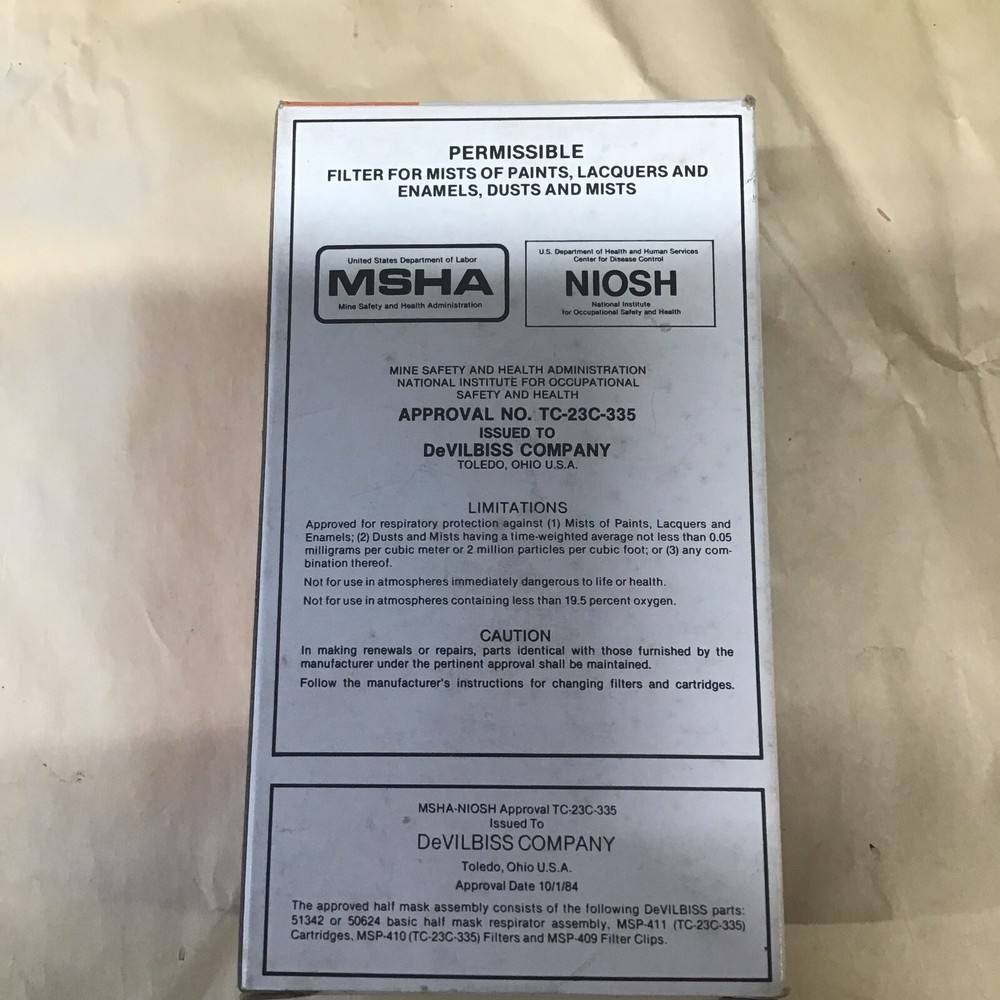 DeVILBISS Respirator Filter MSP-410, Box of 5 Sets