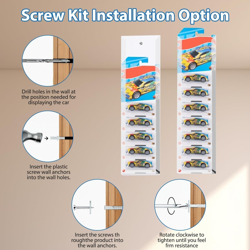 6 Pack Clear Hot-Wheels Storage Display Case, Wall-Mounted Showcase Holds Up ...