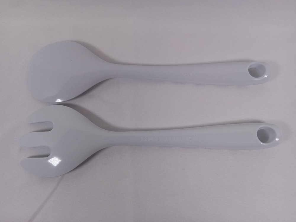 Dolly Parton Salad Serving Fork and Spoon Blue Check Butterfly Set